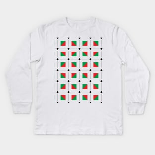Christmas Squares Pattern Kids Long Sleeve T-Shirt